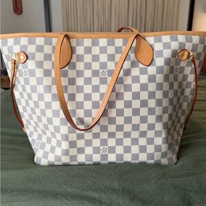 Checkered Tote Bag with Tan Accents
